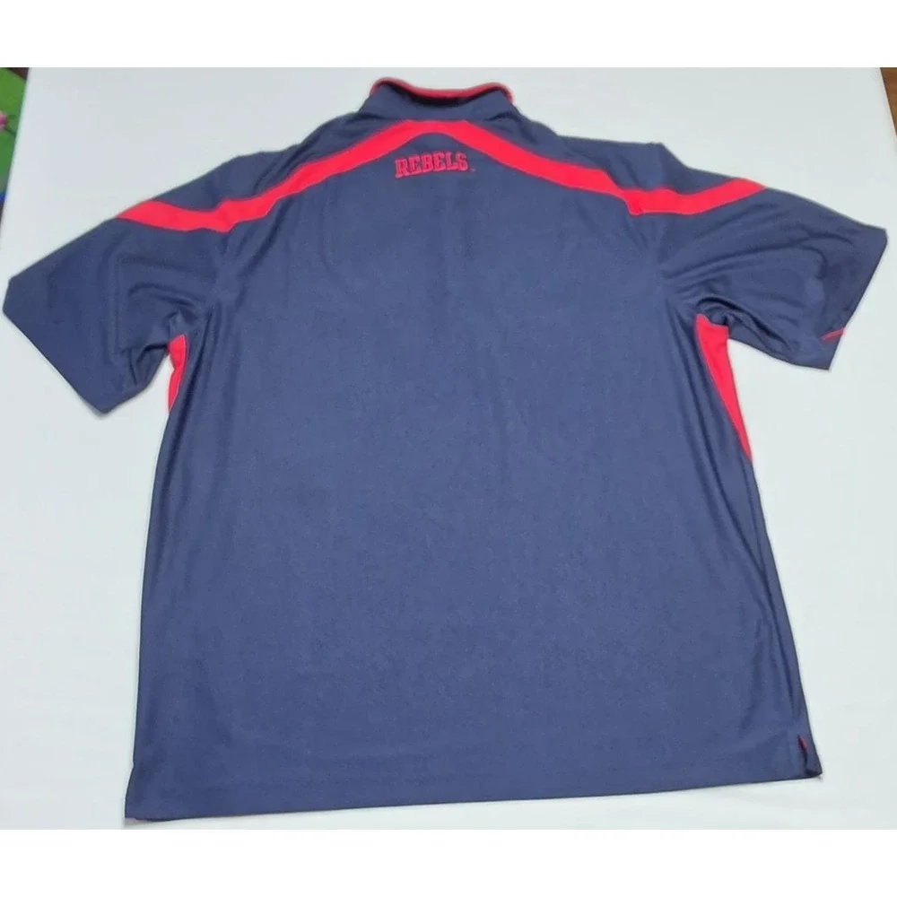 Ole Miss Rebels Nike Dri Fit Polo Shirt Men's Size XL  Blue & Red Football/Golf